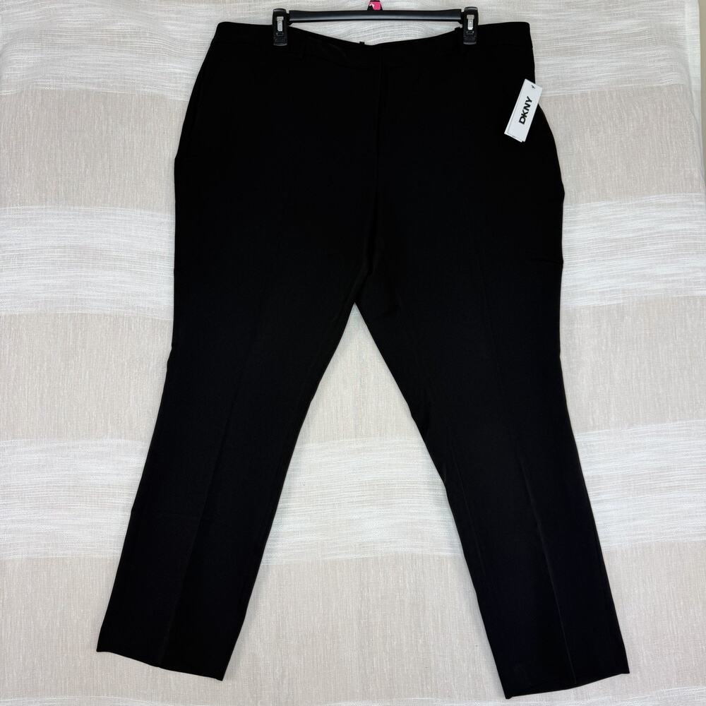 DKNY Women's Essex Slim Leg Sz 20W Dress Pants Black Ankle Pull On Trousers $109
